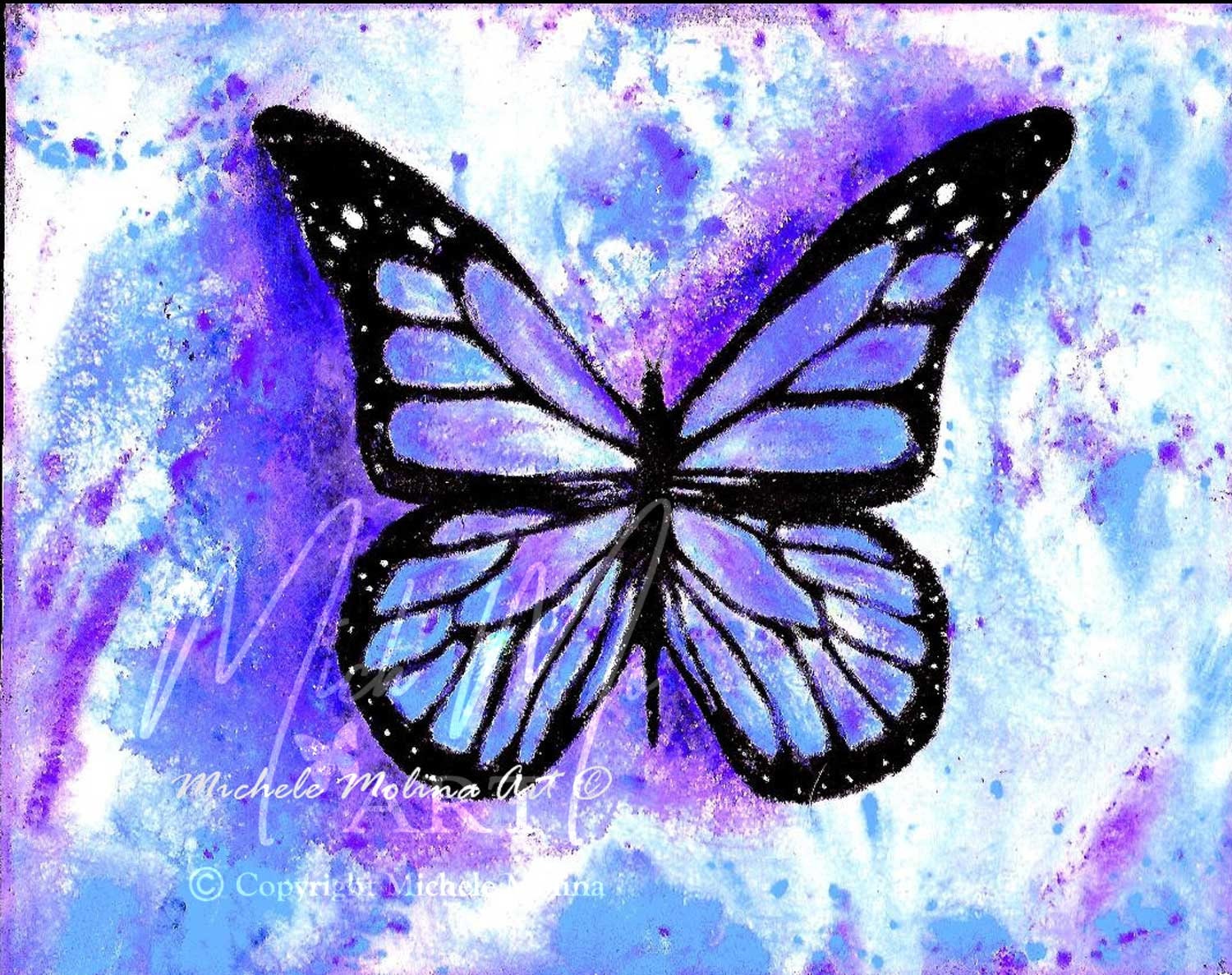 Purple Butterfly Print Wall Art Butterfly Wall Decor Original | Etsy