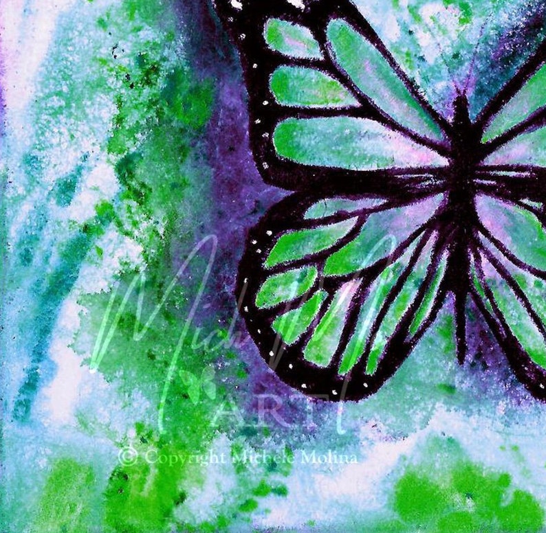 Green Butterfly Print Wall Art Butterfly Wall Decor, Original Butterfly