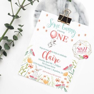 Some Bunny Birthday Invitation - First or Second Birthday - Digital Birthday Invitation - Somebunny