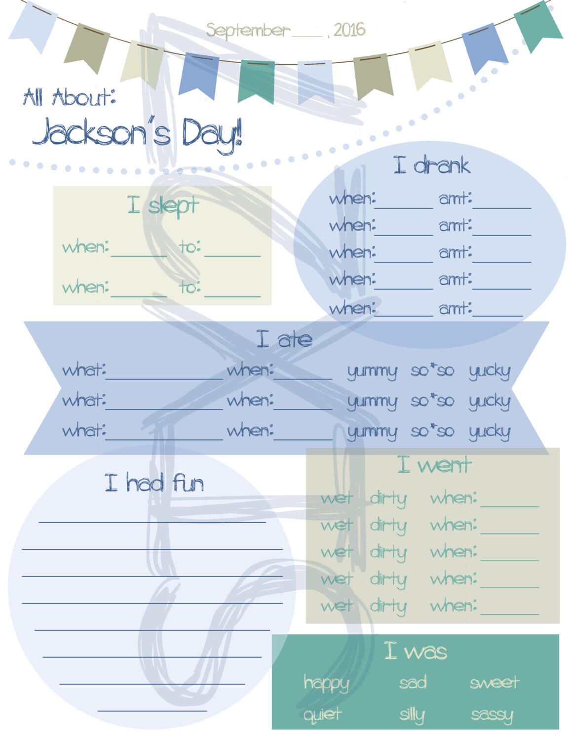 Printable Nanny Log Daily Infant Care Sheet Babysitter | Etsy