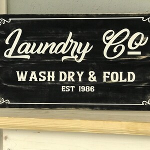 Laundry Sign, Farmhouse Laundry Sign, Fixer Upper Styled Sign, Laundry Co, Wash Dry Fold, Wood Sign