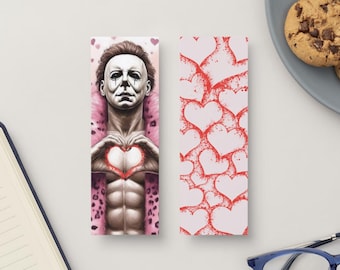 Horror Movie Digital Bookmark download, Sexy Michael, Halloween Bookmark, Scary movie, Splattered Hearts, Michael Myers, Digital Download