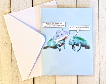 Funny Manatee Card | Blank Greeting Card