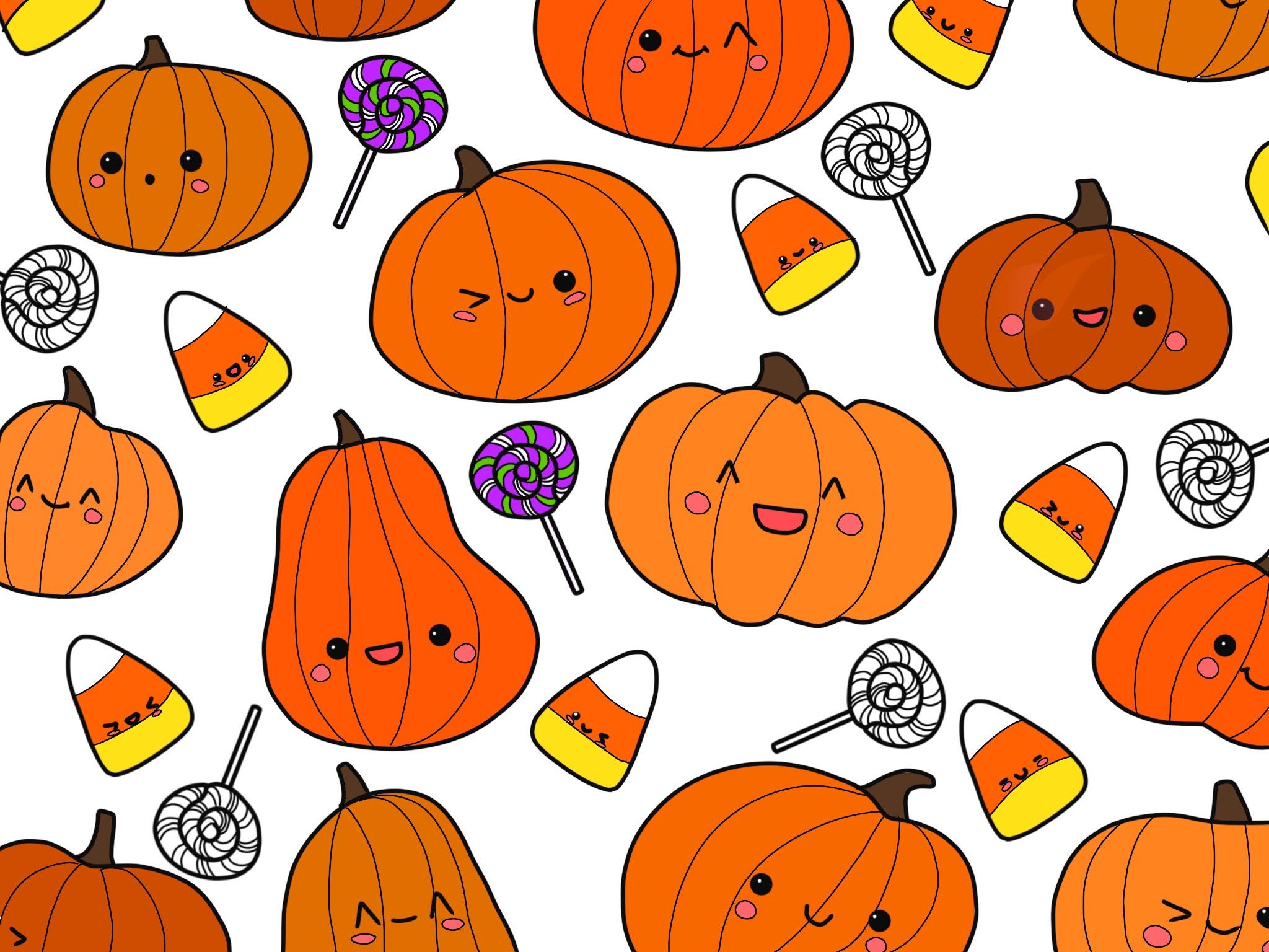 Kawaii Halloween Coloring Page | Etsy