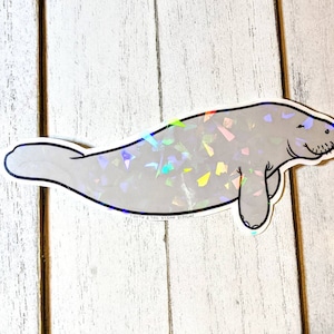 Holographic Manatee Sticker | Manatee Sticker