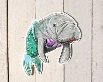 Mermaid Manatee Sticker | Chubby Mermaid