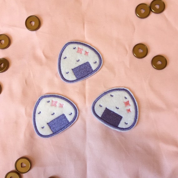 IRON ON PATCH - Fluffy Onigiri Rice Ball food kawaii japan