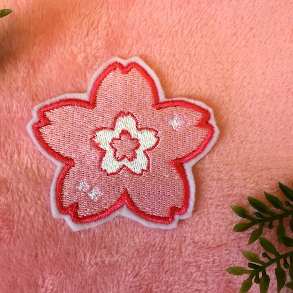 IRON ON PATCH - Pink Sakura Cherry Blossom Kawaii Japan