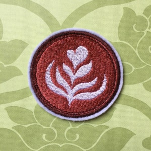 IRON ON PATCH - Espresso Latte Coffee Art green drink barista