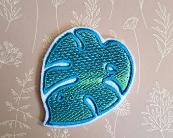IRON ON PATCH - Monstera Leaf nature botanical green