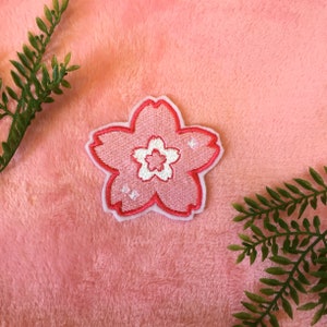 IRON ON PATCH - Pink Sakura Cherry Blossom kawaii japan flower