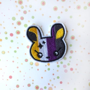 IRON ON PATCH - Non Binary Enby Pride Flag Bunny Rabbit