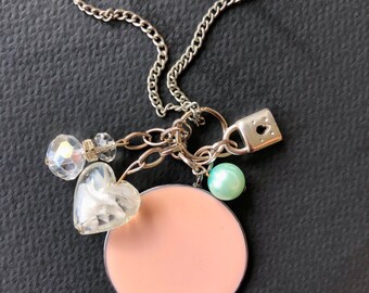 Romantic Handmade Unique Charm Necklace with Custom Design Made from Recycled Jewelry