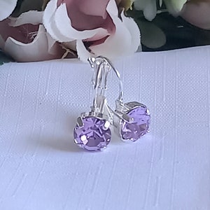 Violet Crystal Lever Back Drop Earrings with Preciosa Crystals, Choose your Finish, Gifts for Her.