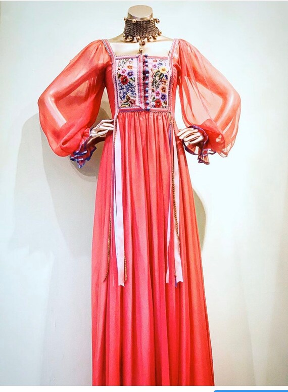 1970s Rumak silk chiffon dress