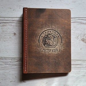 Cuero Cosido Madera Menú Carpeta Soporte de menú Restaurante Menú Carpeta Menú Menú Menú Libro Personalizado Menú Portada
