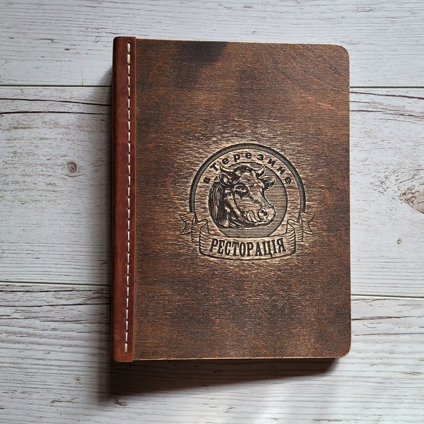 Leather Stitched Wooden Menu Folder Menu Holder Restaurant Menu Folder Menu Board Menu Book Custom Menu Cover