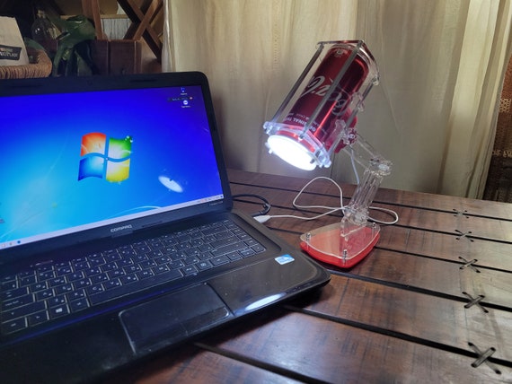 Upcycled Coca-cola Can LED Table Lamp - Unique Soda Pop Art USB