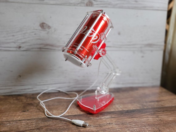 Upcycled Coca-cola Can LED Table Lamp - Unique Soda Pop Art USB