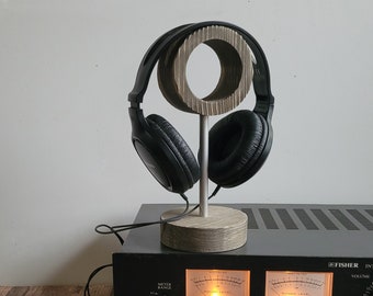 Headphone stand wooden ring LWB, Brushed wood, Headphone stand wood, Headphone hanger desk, Headphone holder for desk, Headphone display