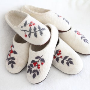 Handcrafted Wool Slippers: Natural Undyed Felted Indoor Shoes.