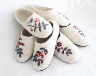 Handcrafted Wool Slippers: Natural Undyed Felted Indoor Shoes.