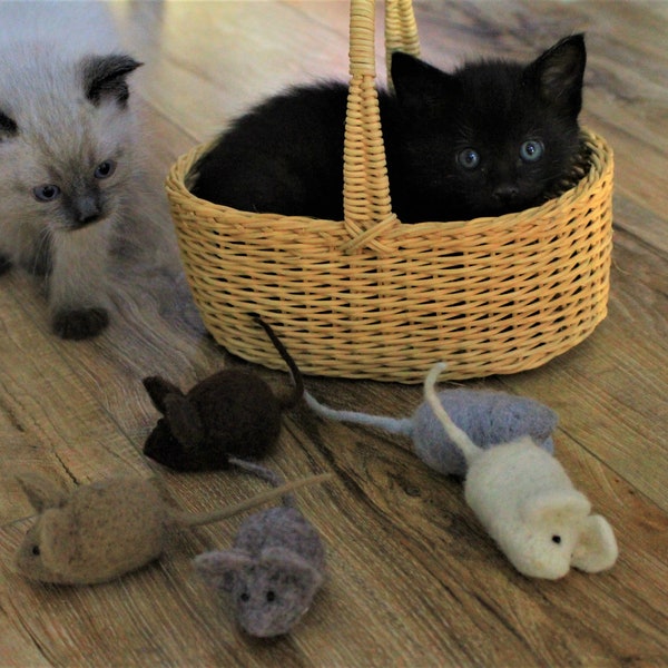 Ready to shipping Felted Cat Toys. Pet Gift Idea. Woolen Mice Toys. Natural Wool. Eco Wool.