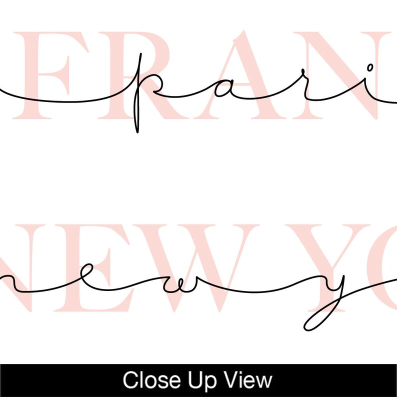 May include: A black and white graphic design with the words "Paris" and "New York" written in a cursive font. The words are written in a single line, with "Paris" on the top and "New York" on the bottom. The words are written in a light pink color.