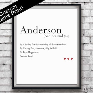 Personalized Last Name Dictionary Print, Family Name Art, Family Name Gift, Anniversary Gift, Home Decor, Custom Dictionary Print