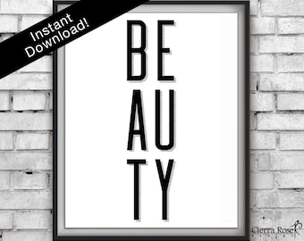 Beauty Typography Print, Fashion Artwork, Beauty Print, Glamor Prints, Vanity Decor, Bathroom Decor, Girls Room Decor, Makeup Prints, Prints