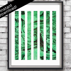 Emerald Marble Swirl Print, Green Marble Print, Geometric Artwork, Line Prints, Green Marble, Modern Art, Geometric Wall Decor, Ink Prints image 1