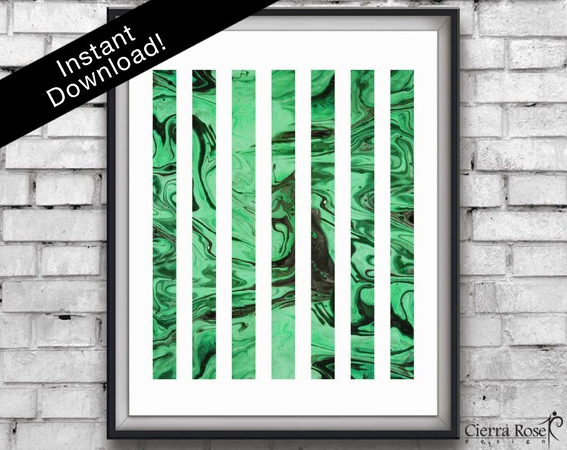 Emerald Marble Swirl Print, Green Marble Print, Geometric Artwork, Line Prints, Green Marble, Modern Art, Geometric Wall Decor, Ink Prints image 1