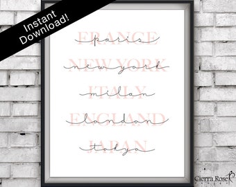 Fashion Cities Print, Paris Fashion, New York Fashion, Milan, London, Tokyo, Fashion Capitals, Fashion Decor, Fashion Print, Runway Fashion