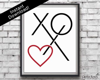 XOXO Print, Heart Print, Typography Print, Wall Art, Printable Art, Typography, Love Print, Modern Decor, Instant Download, Office Decor