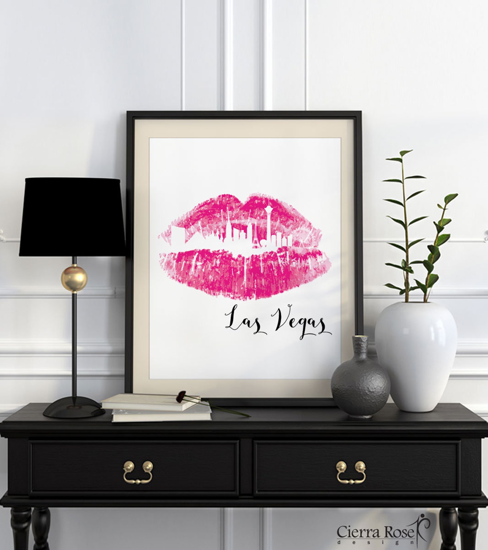 Hot Pink Lipstick Las Vegas Las Vegas Print Skyline Print Etsy