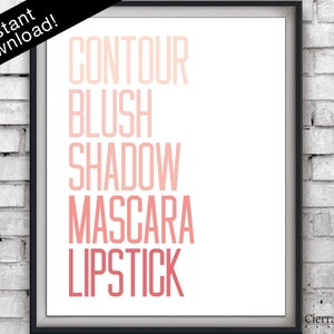 Makeup Steps Print, Pink Prints, Beauty Print, Makeup Art, Vanity Decor, Bathroom Print, Printable Prints, Dorm Room Decor, Makeup Artist