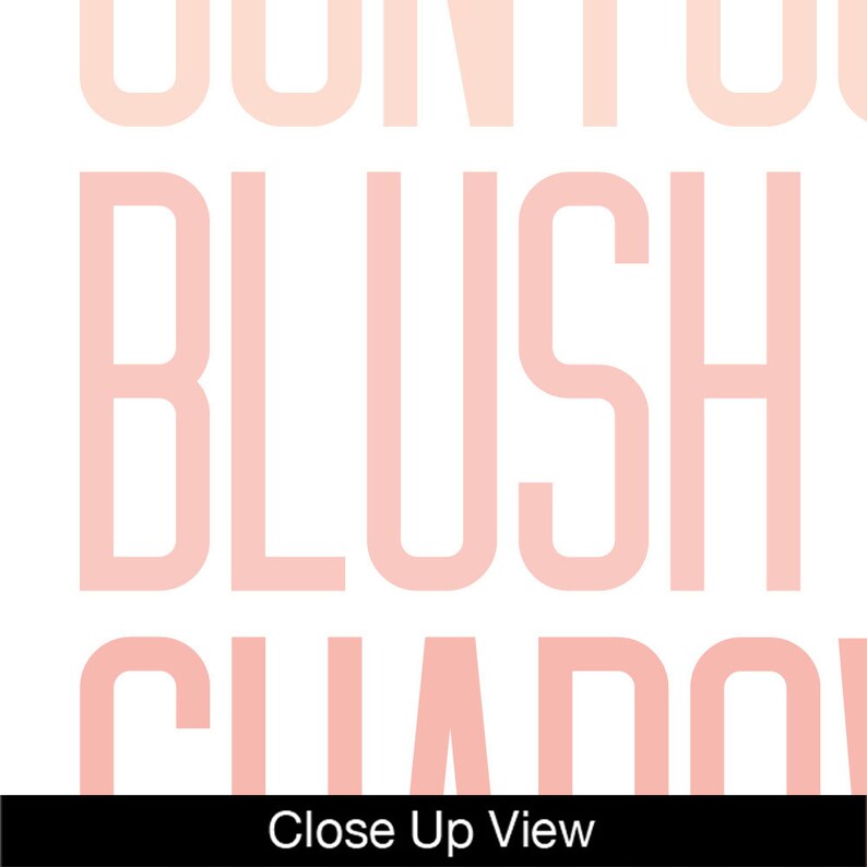 Puede incluir: Vista de cerca de un gr&aacute;fico de texto rosa y blanco que dice "Contour Blush Shadow".