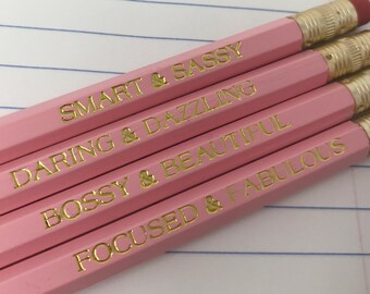 Set of engraved girl quote Pencils Back to School Party Favor Birthday Gift Once Upon A time