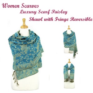 New Reversible Paisley Pashmina Scarf Shawl Wrap Elegant Colors