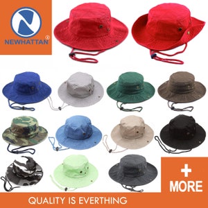 Genuine Newhattan Safari Bucket Hat Fisheman Chinstrap Summer Cap Palin Colors 100% Cotton, Camo Colors 65cotton 35polyester