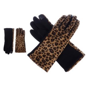 Women's Winter Warm Texting Touch Screen Winter Leopard Gloves