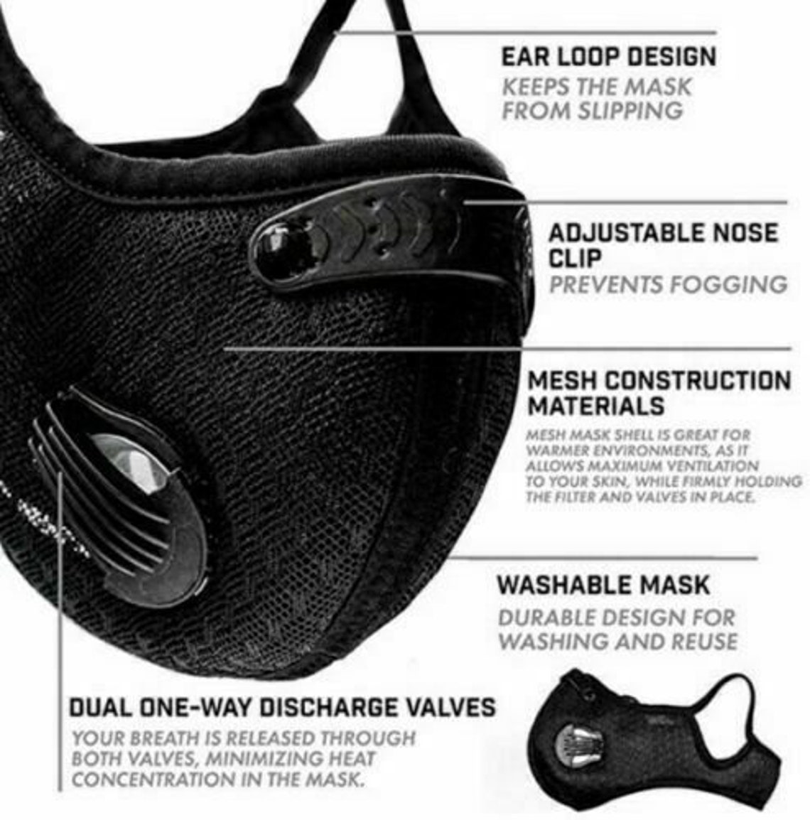 NEW Cycling Mesh Face Mask With Active Carbon Filter Breathing Etsy