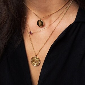 Solid Sterling Silver Coin Necklace Set， Aquarius Coin neck & clean coin neck, 18K gold vermeil
