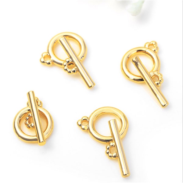 Toggle clasps gold, T bar ring, large 18K gold plated jewelry clasp, necklace clasps, bracelet clasp, closures for necklaces