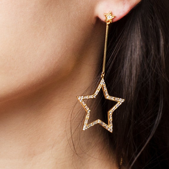 Long Star Top/Open Star Bottom Earrings Long Star Top/Open Star Bottom Earrings