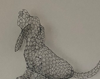 Basset Hound Garden Art, Metal Wire Sculpture