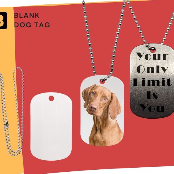 Dog Tag Sublimation Blanks Locket 2 Sided Neckless Pet Tag Gloss White and Metalic Stainless Steel - by INNOSUB USA