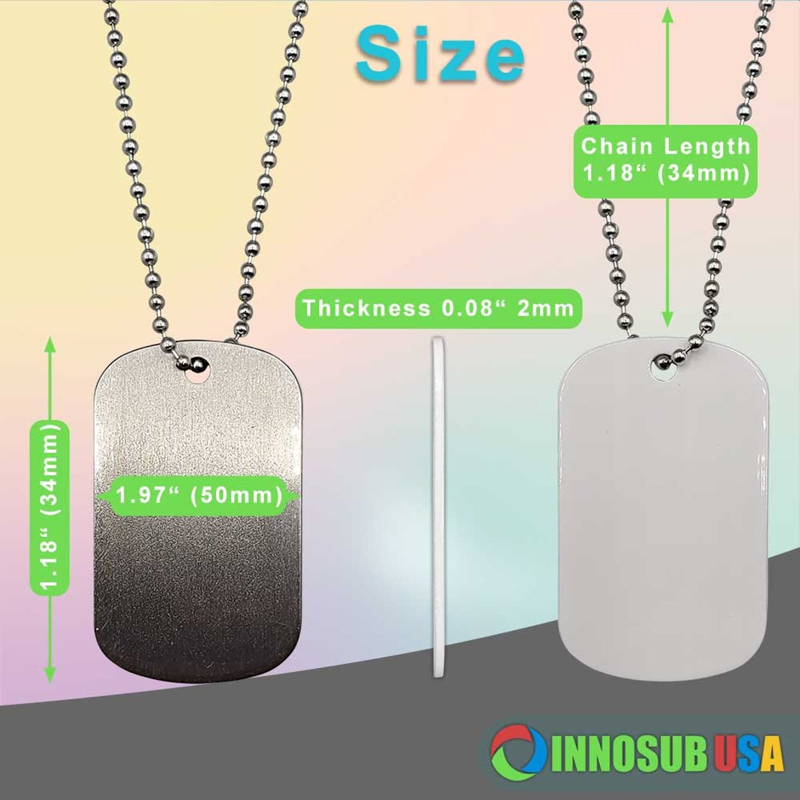 Sublimation Blanks Dog Tag Locket 2 Sided Neckless Gloss White Etsy