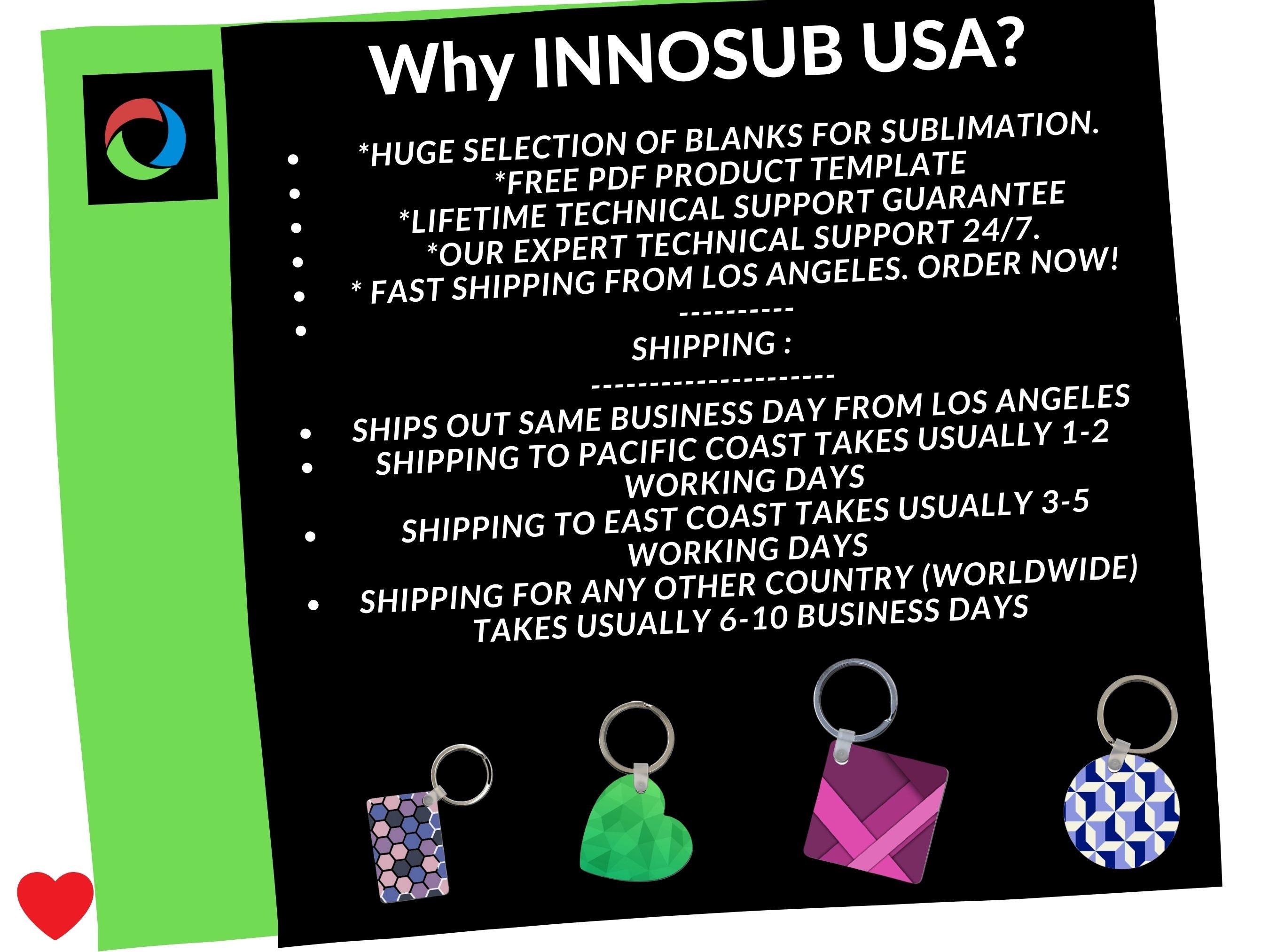 Sublimation Blank Product -Clearance Collection-Ships from Los Angeles -  INNOSUB USA