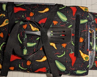 Insulated Casserole Carrier for Pyrex Type Dish 9 x 13 pan. Hot peppers